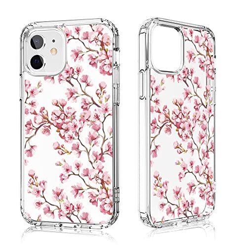 Losvick Schutzhülle für iPhone 12 Mini, Kirschblüte Design Transparent, Rückseite mit TPU Bumper Stoßfest für iPhone 12 Mini 5,4 Zoll von Losvick