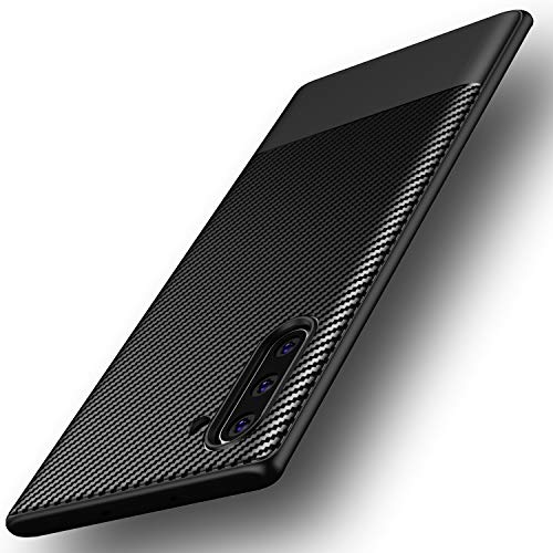 Losvick für Galaxy Note 10 Hülle, Ultra-dünne Silikon TPU Soft Handyhülle [Kohlefaser Textur - Design] Stoßfest Kratzfest Anti-Fingerabdruck Staubschutz Matt Schutzhülle Case - Schwarz von Losvick