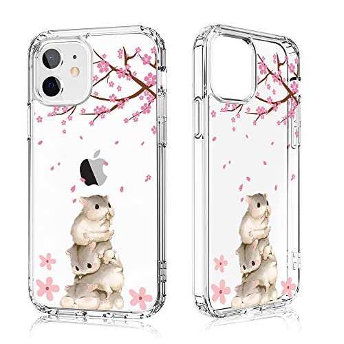 Losvick für iPhone 12 Mini Hülle, Blume Niedlich Tier-Design Transparent Rückseite mit TPU-Gel Stoßfest Schutzhülle für iPhone 12 Mini 5,4 Zoll von Losvick