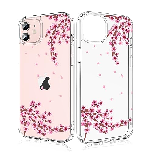 Losvick für iPhone 12 Mini Hülle, Pfirsich Rosa Transparent, Hybrid Schutzhülle Hartschale PC + Stoßfest TPU Bumper für iPhone 12 Mini, 5,4 Zoll - Pfirsich Rosa von Losvick