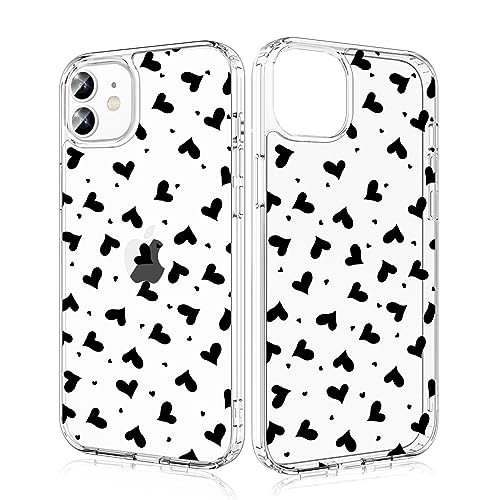 Losvick für iPhone 12 Mini Hülle, Schwarz Herz Transparent Hybrid Schutzhülle Hartschale PC + Stoßfest TPU Bumper für iPhone 12 Mini, 5,4 Zoll - Schwarz Herz Losvick für iPhone 12 Mini Hülle, Schwarz Herz Transparent Hybrid Schutzhülle Hartschale PC + Stoßfest TPU Bumper für iPhone 12 Mini, 5,4 Zoll - Schwarz Herz von Losvick