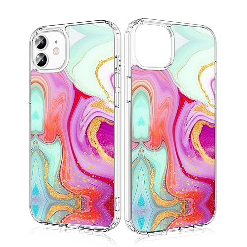 Losvick für iPhone 12 Pro/iPhone 12 Hülle, Muster in Marmor Design Silikon Aesthetic Handyhülle Hartschale PC + Stoßfest TPU für Mädchen und Frauen Schutzhülle, 6,1 Zoll von Losvick