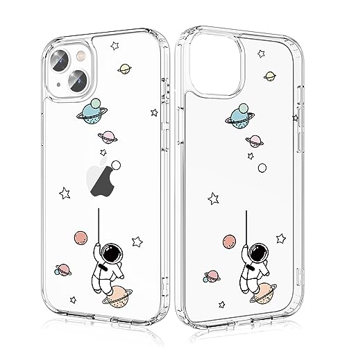 Losvick für iPhone 13/ iPhone 14 Hülle, Astronaut Transparent Hybrid Schutzhülle Hartschale PC + Stoßfest TPU Bumper für iPhone 13/ iPhone 14, 6,1 Zoll - Astronaut Losvick für iPhone 13/ iPhone 14 Hülle, Astronaut Transparent Hybrid Schutzhülle Hartschale PC + Stoßfest TPU Bumper für iPhone 13/ iPhone 14, 6,1 Zoll - Astronaut von Losvick