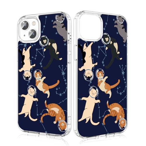 Losvick Hülle für iPhone 13/ iPhone 14, Transparent Hybrid Schutzhülle Hartschale PC + Stoßfest TPU Bumper, Katze aus dem Weltraum, 6,1 Zoll Losvick Hülle für iPhone 13/ iPhone 14, Transparent Hybrid Schutzhülle Hartschale PC + Stoßfest TPU Bumper, Katze aus dem Weltraum, 6,1 Zoll von Losvick