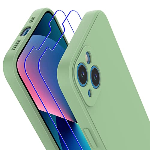 Losvick für iPhone 13 Hülle Liquid Silikon mit 2 Stück Hartglas Schutzfolie, Ultra Dünn mit Microfiber, Kameraschutz Rundumschutz, Anti-Kratzer Stoßfest Handyhülle für iPhone 13, 6.1" (Mintgrün) Losvick für iPhone 13 Hülle Liquid Silikon mit 2 Stück Hartglas Schutzfolie, Ultra Dünn mit Microfiber, Kameraschutz Rundumschutz, Anti-Kratzer Stoßfest Handyhülle für iPhone 13, 6.1" (Mintgrün) von Losvick