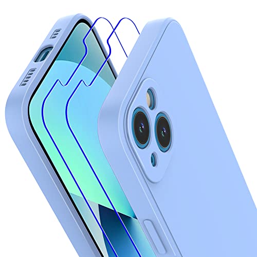 Losvick für iPhone 13 Hülle Liquid Silikon mit 2 Stück Hartglas Schutzfolie, Ultra Dünn mit Microfiber, Kameraschutz Rundumschutz, Anti-Kratzer Stoßfest Handyhülle für iPhone 13, 6.1" (Hellblau) Losvick für iPhone 13 Hülle Liquid Silikon mit 2 Stück Hartglas Schutzfolie, Ultra Dünn mit Microfiber, Kameraschutz Rundumschutz, Anti-Kratzer Stoßfest Handyhülle für iPhone 13, 6.1" (Hellblau) von Losvick