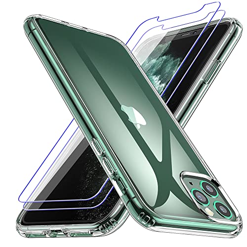 Losvick iPhone 11 Pro Max Hülle 2019, 3 Stück Panzerglas Schutzfolie, Handyhülle Transparent Silikon TPU Anti-Gelb Schutzhülle Stoßfänger Stoßfest Case für iPhone 11 Pro Max - 6.5 Zoll- Klar von Losvick