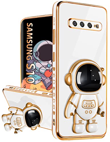 Lotadilo Schutzhülle für Samsung Galaxy S10, Galaxy S10 Hüllen mit Astronautenständer für Frauen und Mädchen, mädchenhaftes süßes Raumfahrer, Liebe, Herz, vergoldet, 6D, Handyhülle mit Ständer für Lotadilo Schutzhülle für Samsung Galaxy S10, Galaxy S10 Hüllen mit Astronautenständer für Frauen und Mädchen, mädchenhaftes süßes Raumfahrer, Liebe, Herz, vergoldet, 6D, Handyhülle mit Ständer für von Lotadilo