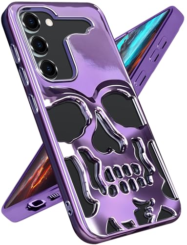 Lotadilo Schutzhülle für Samsung Galaxy S23, Totenkopf, Skelett, cool, lustig, Gothic, hohl, S23, für Männer, Frauen, Jungen, Mädchen, Designer-niedlich, ausgehöhlt, stoßfest, Violett Lotadilo Schutzhülle für Samsung Galaxy S23, Totenkopf, Skelett, cool, lustig, Gothic, hohl, S23, für Männer, Frauen, Jungen, Mädchen, Designer-niedlich, ausgehöhlt, stoßfest, Violett von Lotadilo