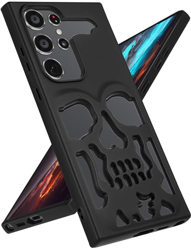 Lotadilo Schutzhülle für Samsung Galaxy S23 Ultra für Männer und Frauen, cooles Totenkopf-Skelett, lustig, Gothic, hohl, S23 Ultra-Hüllen für Jungen und Mädchen, niedliche ausgehöhlte plattierte Hülle Lotadilo Schutzhülle für Samsung Galaxy S23 Ultra für Männer und Frauen, cooles Totenkopf-Skelett, lustig, Gothic, hohl, S23 Ultra-Hüllen für Jungen und Mädchen, niedliche ausgehöhlte plattierte Hülle von Lotadilo