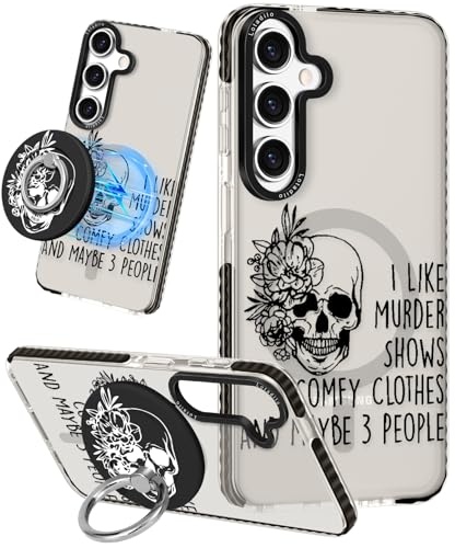 Lotadilo Schutzhülle für Samsung Galaxy S24 Plus für Frauen – Mädchen, niedliches Design, kompatibel mit Magsafe, Magnetringhalter, Ständer, Totenkopf-Skelett, Handyhüllen, ästhetisches TPU-Funda für Lotadilo Schutzhülle für Samsung Galaxy S24 Plus für Frauen – Mädchen, niedliches Design, kompatibel mit Magsafe, Magnetringhalter, Ständer, Totenkopf-Skelett, Handyhüllen, ästhetisches TPU-Funda für von Lotadilo