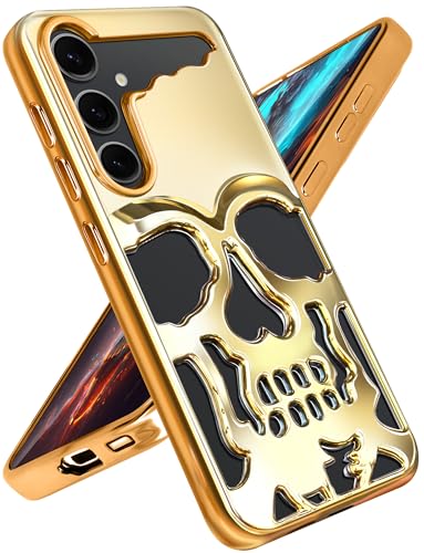 Lotadilo Schutzhülle für Samsung Galaxy S24 – Totenkopf-Skelett für Männer, Jungen, Frauen, lustiges Muster, cooles Gothic-Design, weiche Schutzhülle für Galaxy S24, goldfarben Lotadilo Schutzhülle für Samsung Galaxy S24 – Totenkopf-Skelett für Männer, Jungen, Frauen, lustiges Muster, cooles Gothic-Design, weiche Schutzhülle für Galaxy S24, goldfarben von Lotadilo