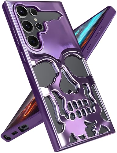 Lotadilo Schutzhülle für Samsung Galaxy S24 Ultra – Totenkopf-Skelett für Männer, Jungen, Frauen, Kühler, lustig, Gothic-Muster, ausgehöhlt, weiche Hülle für S24 Ultra, Violett Lotadilo Schutzhülle für Samsung Galaxy S24 Ultra – Totenkopf-Skelett für Männer, Jungen, Frauen, Kühler, lustig, Gothic-Muster, ausgehöhlt, weiche Hülle für S24 Ultra, Violett von Lotadilo