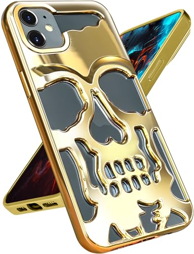 Lotadilo Schutzhülle für iPhone 12 für Männer und Frauen, cooles Totenkopf-Skelett, lustig, Gothic, hohl, Handyhülle für Apple 12, niedlich, ausgehöhlt, stoßfest, für Jungen und Mädchen, goldfarben Lotadilo Schutzhülle für iPhone 12 für Männer und Frauen, cooles Totenkopf-Skelett, lustig, Gothic, hohl, Handyhülle für Apple 12, niedlich, ausgehöhlt, stoßfest, für Jungen und Mädchen, goldfarben von Lotadilo