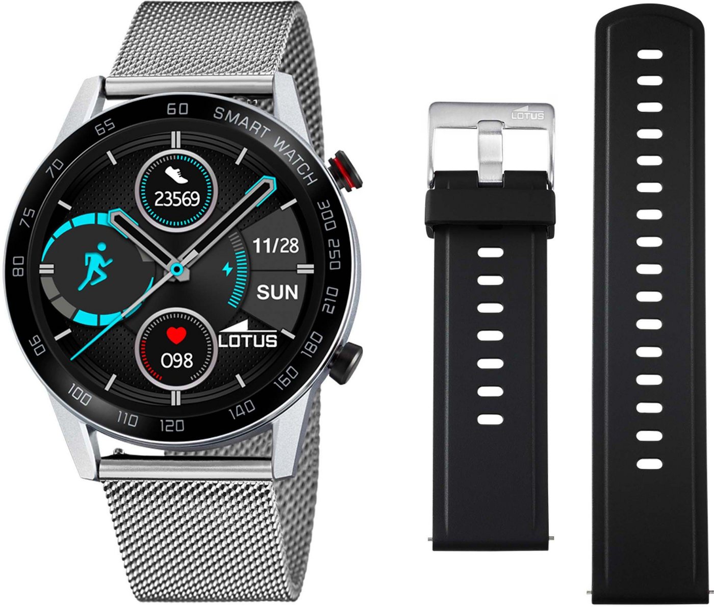 Lotus 50017/1 Smartwatch Set, 2-tlg., mit Wechselarmband aus schwarzem Silikon von Lotus