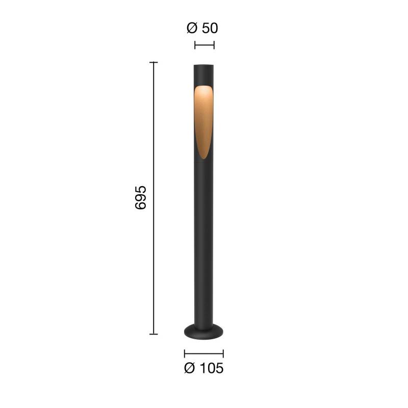 Louis Poulsen Wegeleuchte Flindt, 927 schwarz 70 cm Fuß 24 V von Louis Poulsen