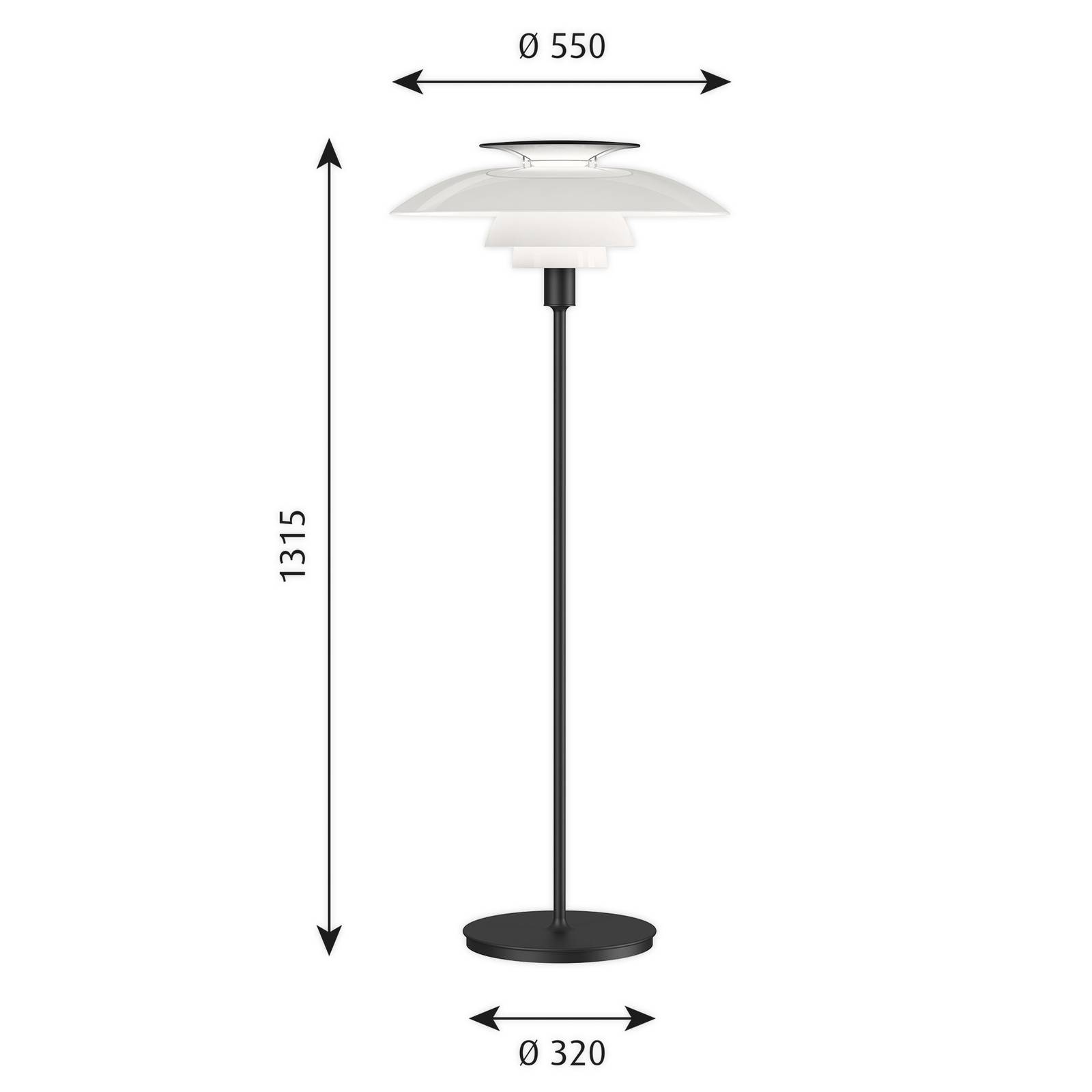 Louis Poulsen PH 80 Stehlampe Dimmer schwarz-weiß von Louis Poulsen