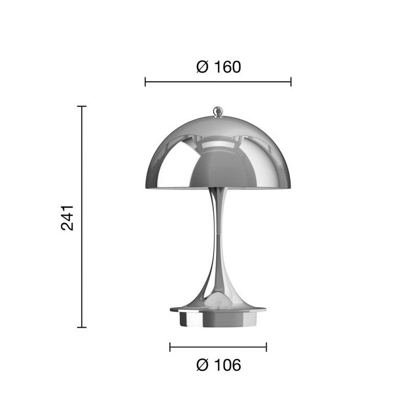 Louis Poulsen Panthella Portable 160 V3, chromfarben von Louis Poulsen