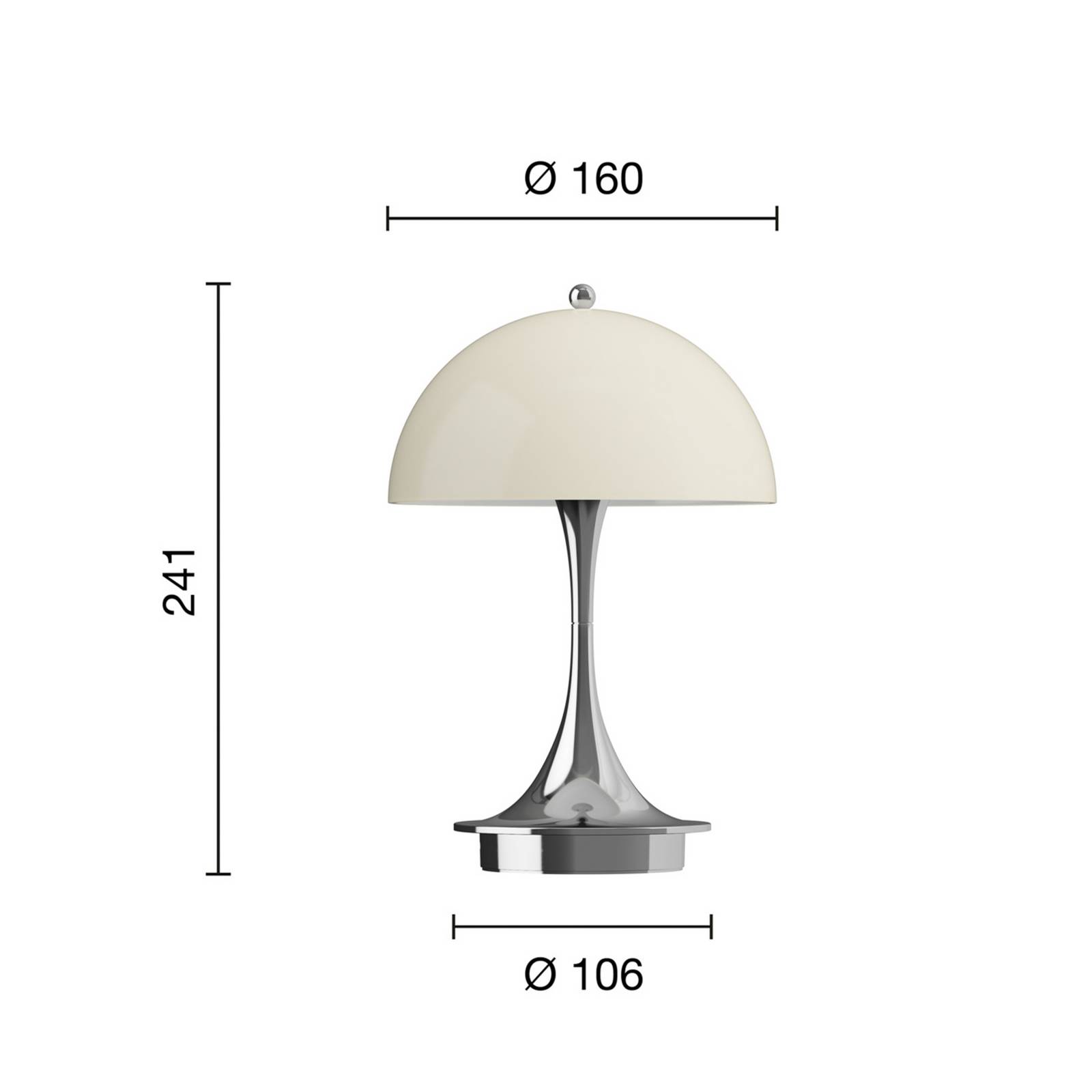 Louis Poulsen Panthella Portable 160 V3, opal chrom/beige Louis Poulsen Panthella Portable 160 V3, opal chrom/beige von Louis Poulsen
