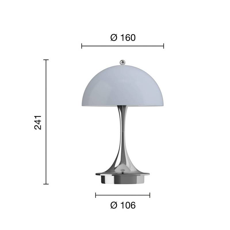 Louis Poulsen Panthella Portable 160 V3, opal chrom/blaugrau von Louis Poulsen