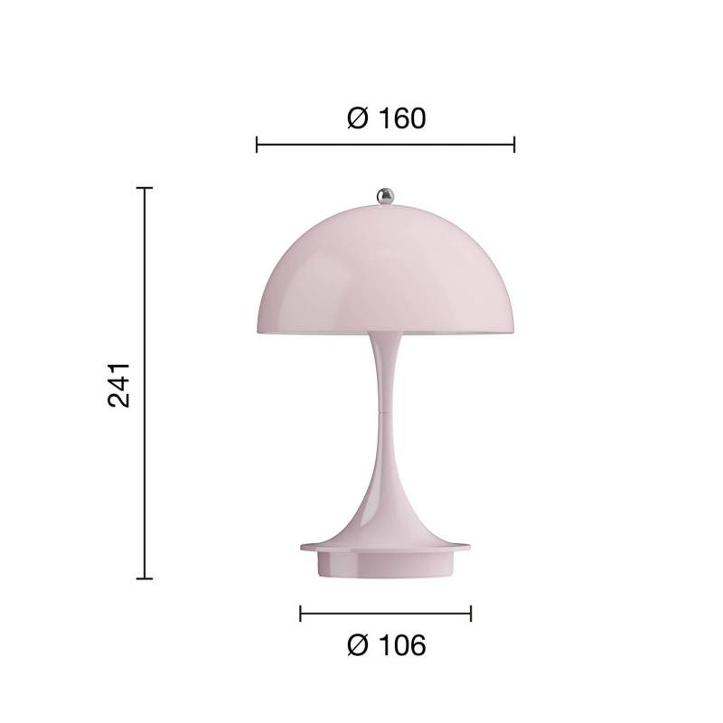 Louis Poulsen Panthella Portable 160 V3, opal hellrosa von Louis Poulsen
