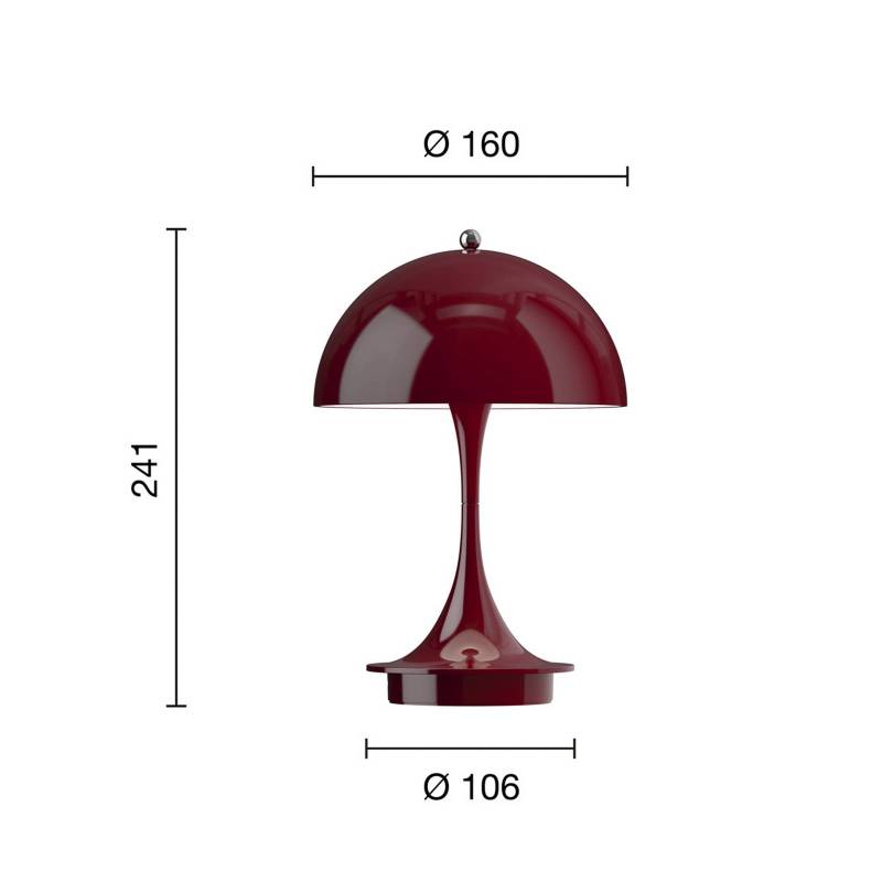 Louis Poulsen Panthella Portable 160 V3, opaque burgunderrot von Louis Poulsen