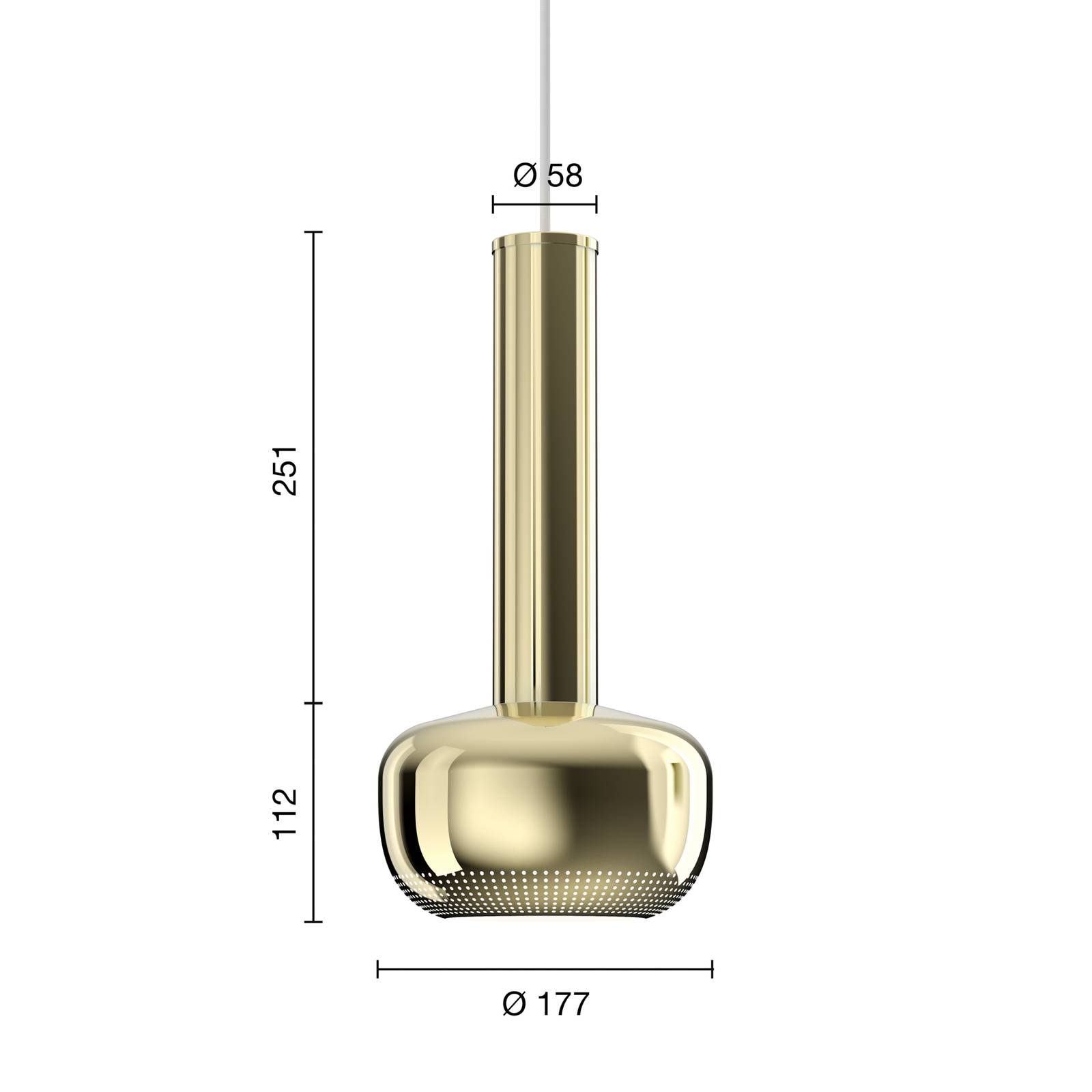 Louis Poulsen VL 56 Pendellampe messing poliert von Louis Poulsen