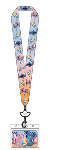 Loungefly - Damen Disney Lilo & Stitch Angel and Stitch Schneekegel Schlüsselband mit Kartenhalter & 4 Nadeln, Einheitsgröße, mehrfarbig Loungefly - Damen Disney Lilo & Stitch Angel and Stitch Schneekegel Schlüsselband mit Kartenhalter & 4 Nadeln, Einheitsgröße, mehrfarbig von Loungefly