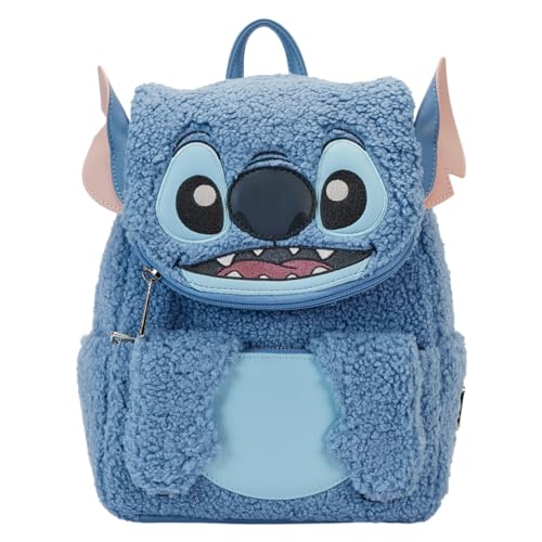 Loungefly Disney Stitch Plüsch Sherpa Mini Rucksack, Mehrfarbig/Meereswellen (Ocean Tides), Einheitsgröße von Loungefly