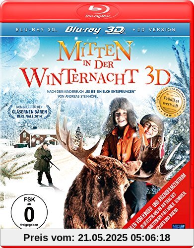 Mitten in der Winternacht 3D (inkl. 2D Version) (nach dem Roman Es ist ein Elch entsprungen von Andreas Steinhöfel)  [3D Blu-ray] von Lourens Blok