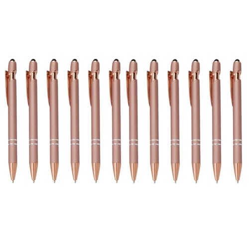 Louttary 12 Stück Rotgoldene Kugelschreiber mit Stylus-Spitze, Metall-Stylus-Stifte für Touchscreens von Louttary