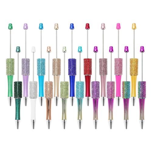 Louttary 18-Teiliger Stift mit Diamantperlen, 18 Farben, Kugelschreiber mit Kunststoffperlen, Mehrfarbig, Einziehbare Schreibstifte, Bastelstifte mit Perlen, Langlebig, Einfach zu Installieren von Louttary