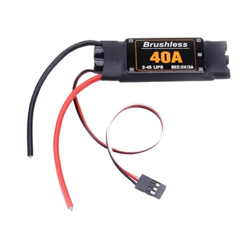 Louttary 2-4S 40A Bürstenloser ESC, Drohnen-Flugzeugteile, 40A Bürstenloser ESC, Schwarzer Bürstenloser ESC-Geschwindigkeitsreglermotor für RC FPV-Quadcopter-Hubschrauber (Kurz) von Louttary