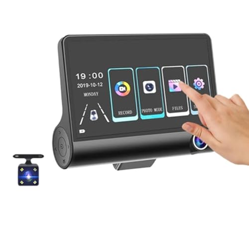 Louttary 4-Touchscreen-Auto-DVR 1080P Dashcam Vorne Innen Rückkamera Nachtsicht-Loop-Aufnahme G-Sensor(B) von Louttary