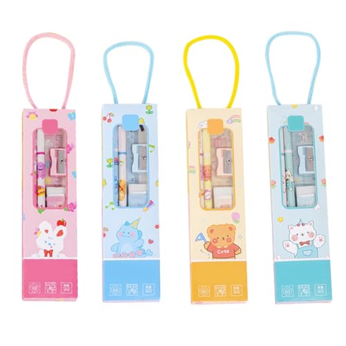 Louttary Bestes Schulbriefpapier-Set Kawaii Kit (Bleistift 2 Stück, Radiergummi, Spitzer, Lineal) Utiles Escolares von Louttary