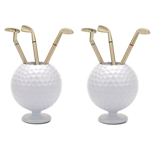 Louttary Golfball-Stifthalter, Golfmodell-Stifthalter mit 3 Golf-Kugelschreibern, für Männer, Väter, Golfspieler, Golfliebhaber, Einfache Installation, Einfach zu Verwenden, 2 Stück von Louttary