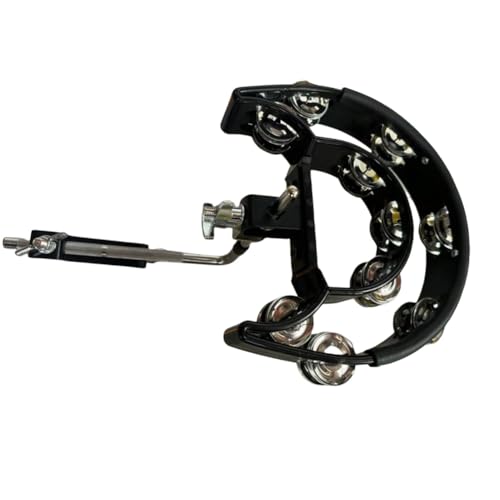 Louttary Hi Hat Tamburin Schlagzeug Set mit Anschlussklemme Multifunktionales Handglocken-Rassel-Zweireihige Glocken Musikinstrument von Louttary