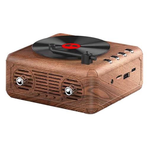 Louttary Retro-Lautsprecher, Tragbarer Bluetooth-Lautsprecher, Subwoofer, für Büro, Outdoor, Zuhause, Player, Holzmaserung, Farbe, Einfache Installation von Louttary