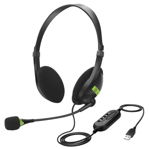 Louttary USB-Kabel-Headset mit Mikrofon, Geräuschunterdrückung, In-Control-Business-Komfort-Kopfhörer für Chat-Software, Langlebig von Louttary