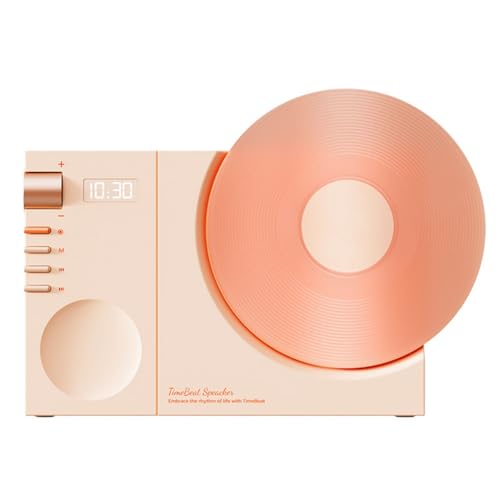 Louttary Vinyl-Bluetooth-Lautsprecher, Retro, Hochwertig, Mini-Audio, Tragbarer Uhrenlautsprecher, Unterstützt TF-Karte/AUX, Einfache Installation, Einfach zu Bedienen, Pink Louttary Vinyl-Bluetooth-Lautsprecher, Retro, Hochwertig, Mini-Audio, Tragbarer Uhrenlautsprecher, Unterstützt TF-Karte/AUX, Einfache Installation, Einfach zu Bedienen, Pink von Louttary