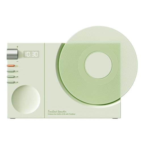 Louttary Vinyl-Bluetooth-Lautsprecher, Retro, Hochwertiger Mini-Audio-Tragbarer Uhrenlautsprecher, Unterstützt TF-Karte/AUX, Einfach zu Bedienen, Grün Louttary Vinyl-Bluetooth-Lautsprecher, Retro, Hochwertiger Mini-Audio-Tragbarer Uhrenlautsprecher, Unterstützt TF-Karte/AUX, Einfach zu Bedienen, Grün von Louttary