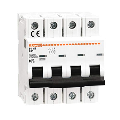 P1MB4PC20 Leitungsschutzschalter, 4-polig, 20 A, 10 kA, 8,4 x 7,2 x 25 cm, Weiß von Lovato