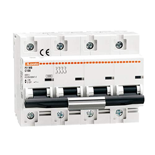 P2MB4PC125 Leitungsschutzschalter, 4-polig, 125 A, 10 kA, 8,4 x 10,8 x 25 cm, Weiß von Lovato