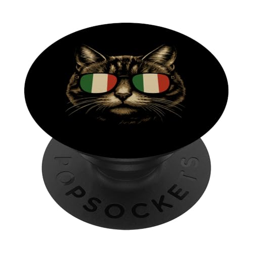 Italienische Katzenliebhaber-Sonnenbrille mit italienischer Flagge für Katzenbesitzer PopSockets Klebender PopGrip Italienische Katzenliebhaber-Sonnenbrille mit italienischer Flagge für Katzenbesitzer PopSockets Klebender PopGrip von Love Italia Italy Flag Designs Proud Italian Roots