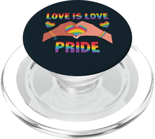 Celebrate Love And Pride - Rainbow Heart Peace LOVE LGBTQ PopSockets PopGrip für MagSafe von Love Unboxed Apparel.USA