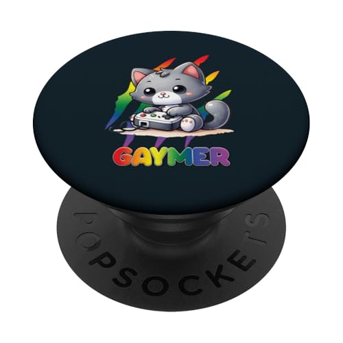 Gaymer LGBT Pride Gaming | Spielekontroller LGBTQ Gamers Cat PopSockets Klebender PopGrip von Love Unboxed Apparel.USA