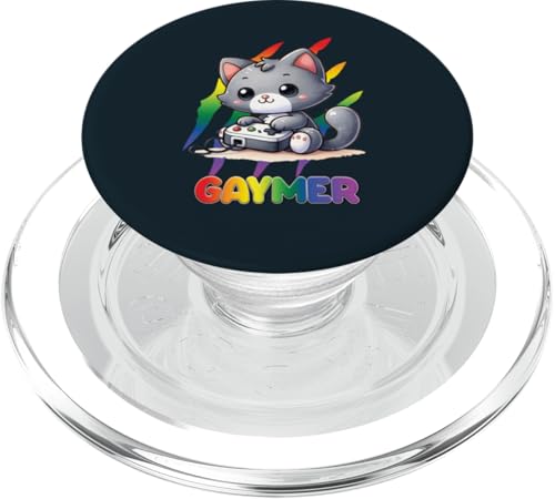 Gaymer LGBT Pride Gaming | Spielekontroller LGBTQ Gamers Cat PopSockets PopGrip für MagSafe von Love Unboxed Apparel.USA