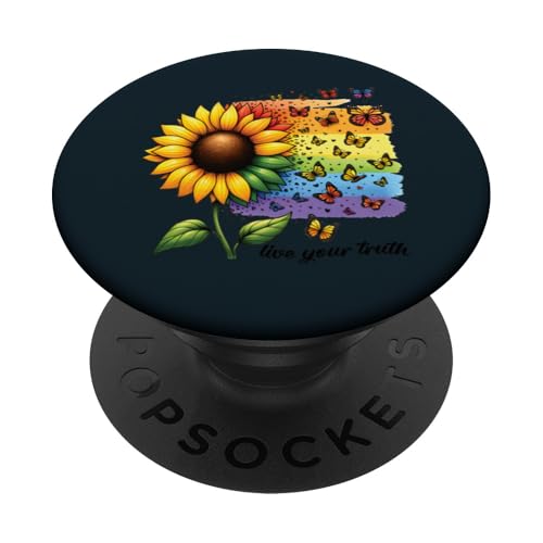 LGBT Pride | Live Your Truth LGBTQ Pride Sonnenblume Schmetterling PopSockets Klebender PopGrip von Love Unboxed Apparel.USA