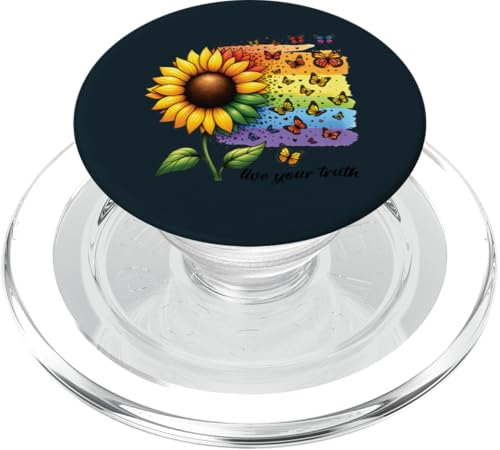 LGBT Pride | Live Your Truth LGBTQ Pride Sonnenblume Schmetterling PopSockets PopGrip für MagSafe von Love Unboxed Apparel.USA