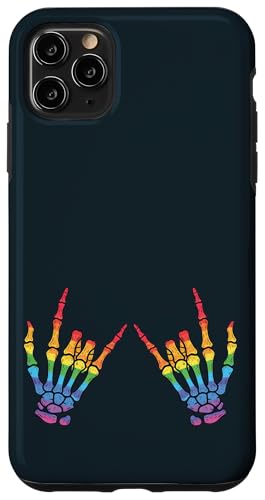 Skeleton Hands LGBTQ Pride | Rock On Love and Equality LGBT Hülle für iPhone 11 Pro Max von Love Unboxed Apparel.USA